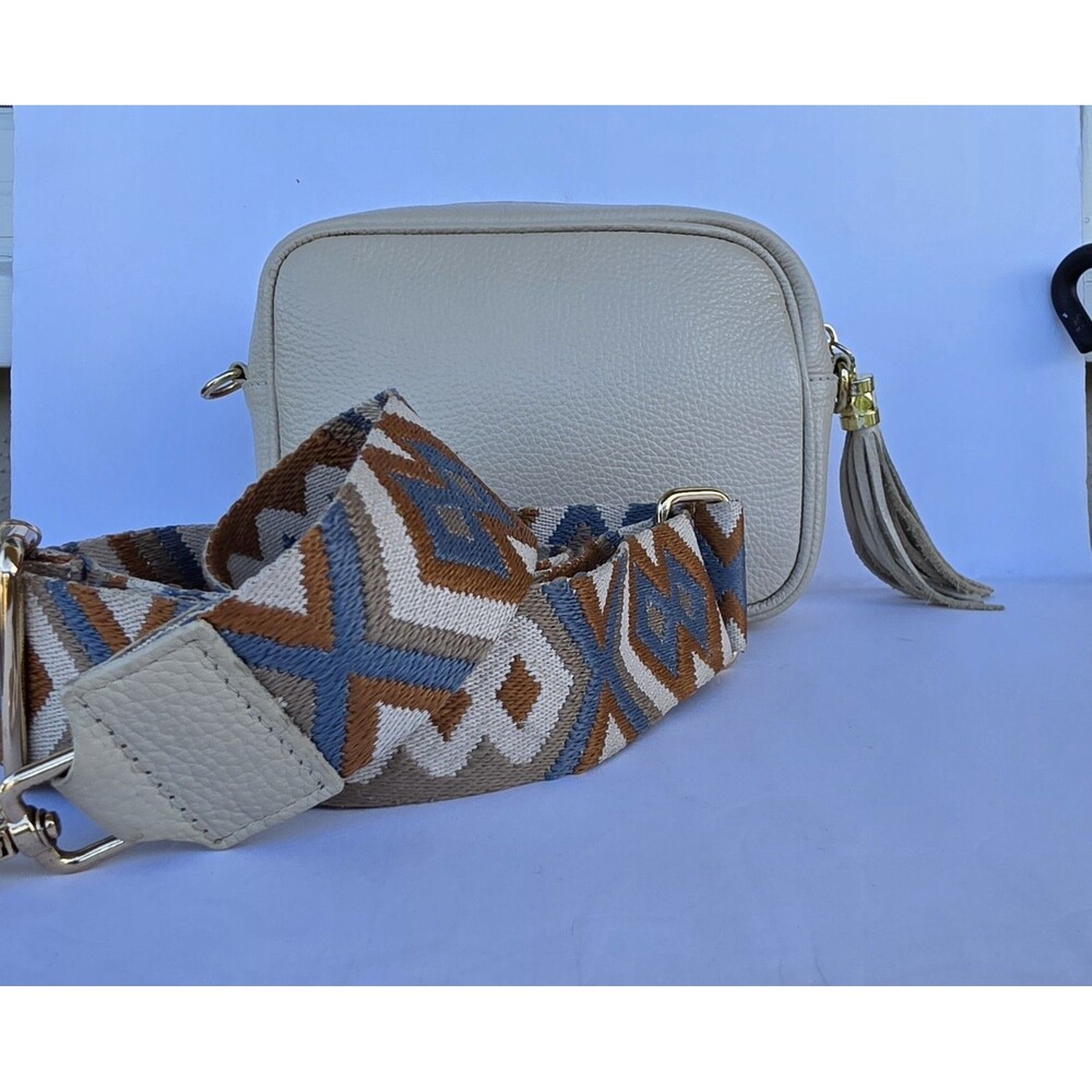 Borse in Pelle Pebble Italian Beige Pebbled Leather Camera Bag Crossbody